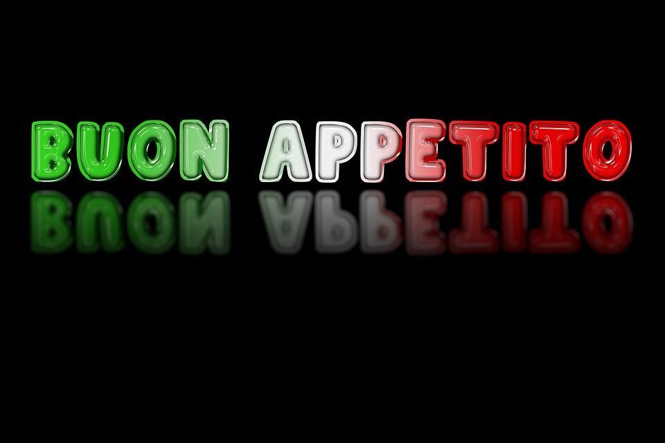 Tekst Buon Appetito in Italiaanse vlagkleuren